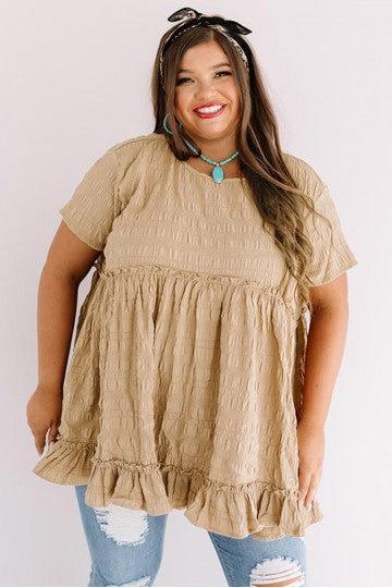 TEXTURED RUFFLE TOP PL251641