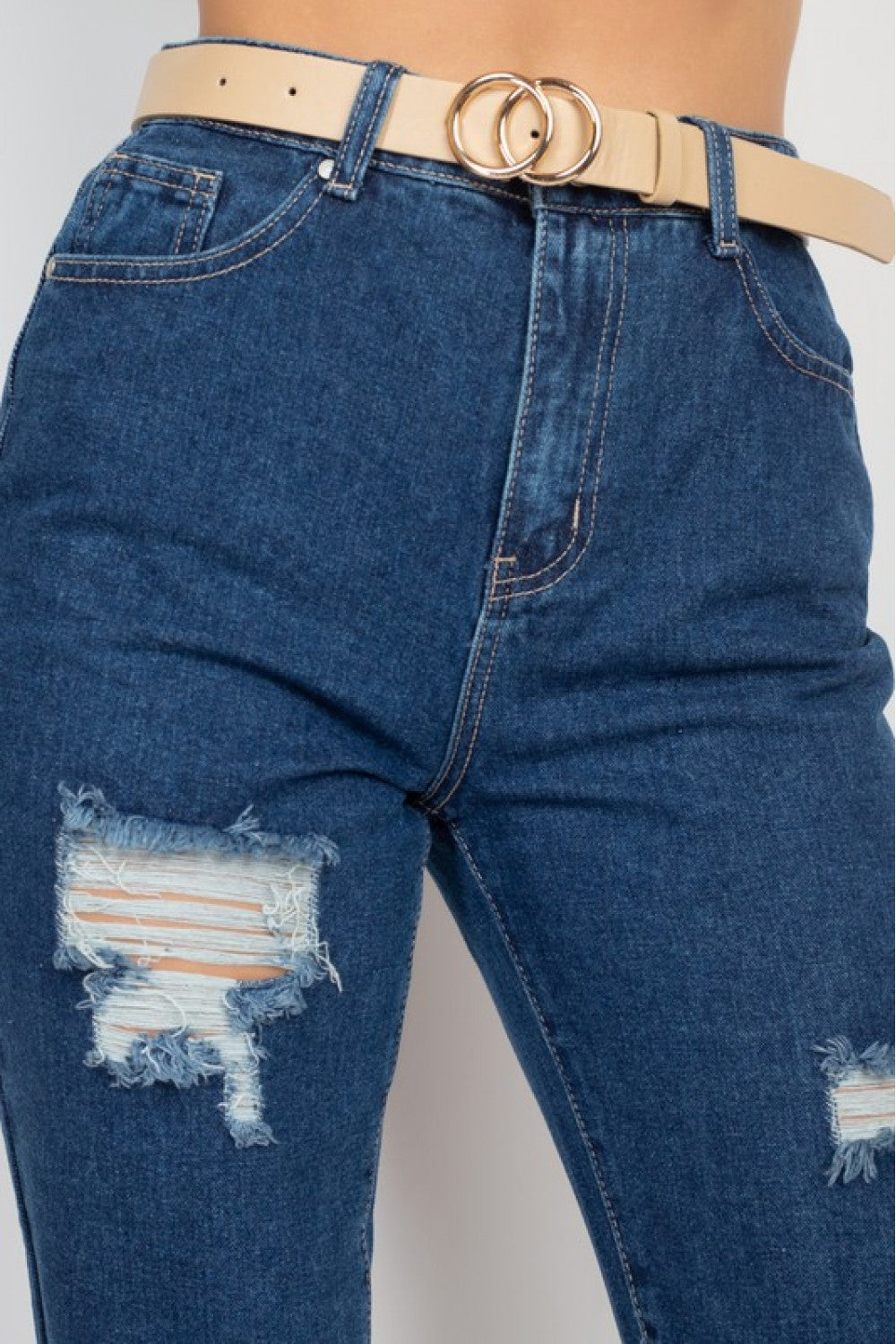 BELT DESTRYED MOM JEANS DBP0809