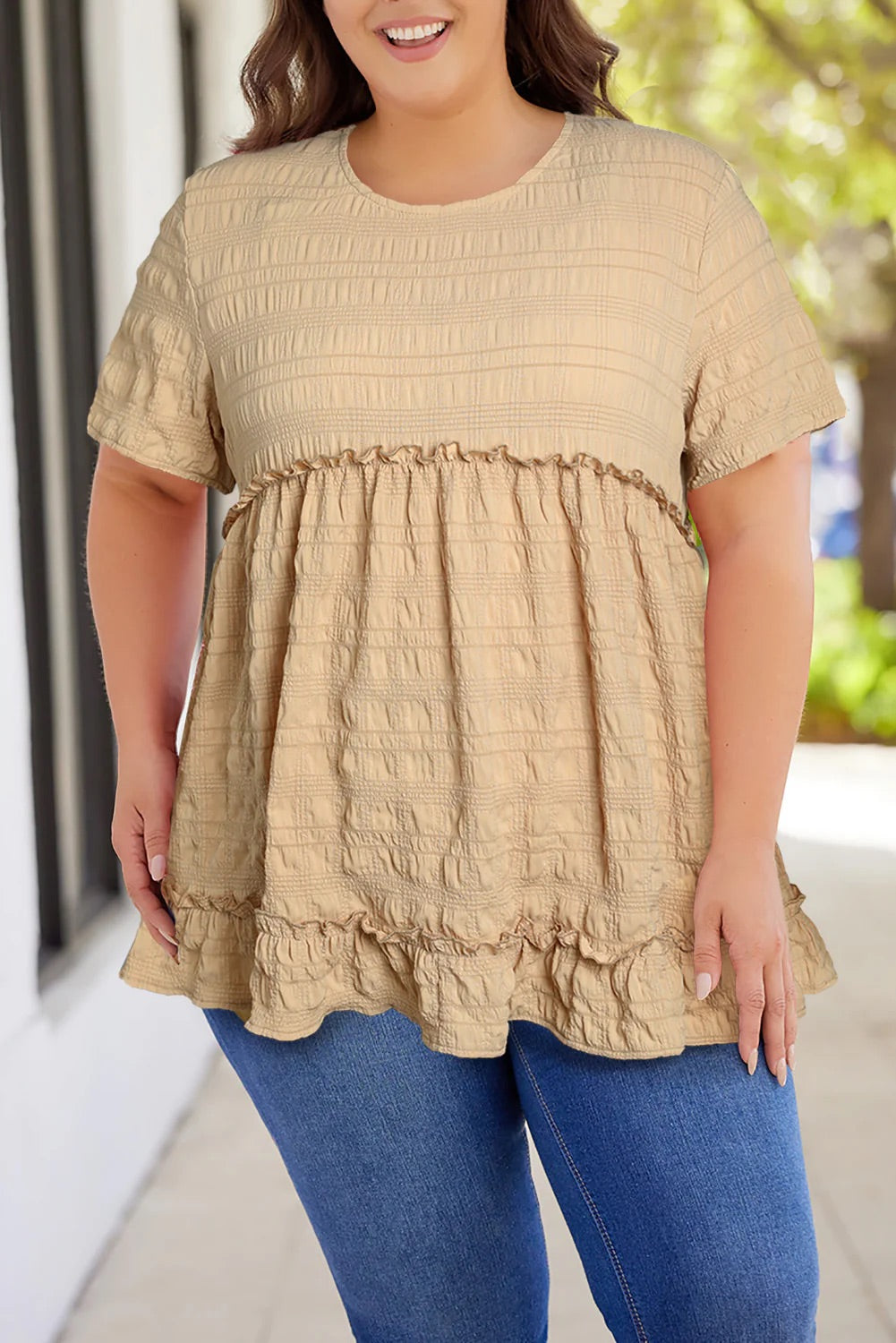 TEXTURED RUFFLE TOP PL251641