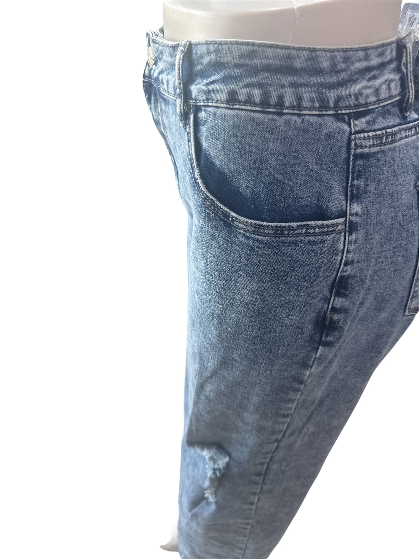 CUFF DISTRESSED WIDE LEG BLUE LC7875395