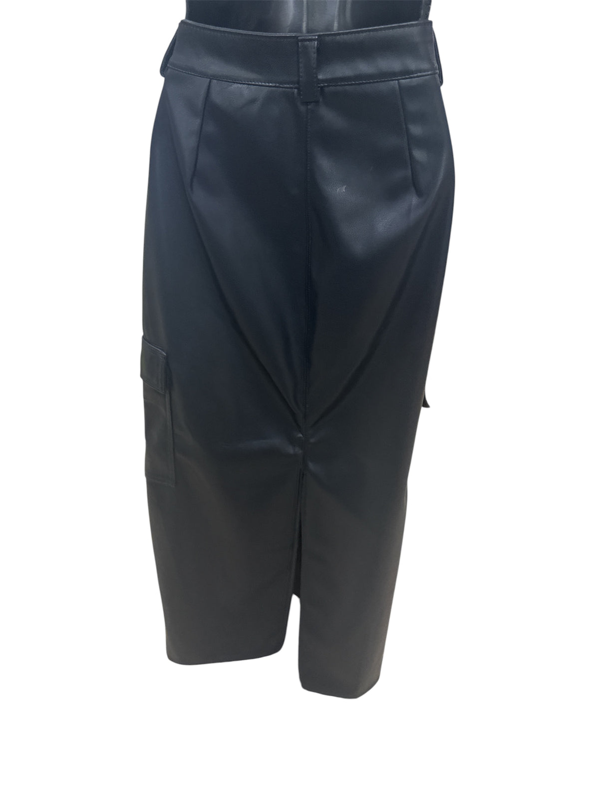 LEATHER CARGO MIDI SKIRT HMS40864H