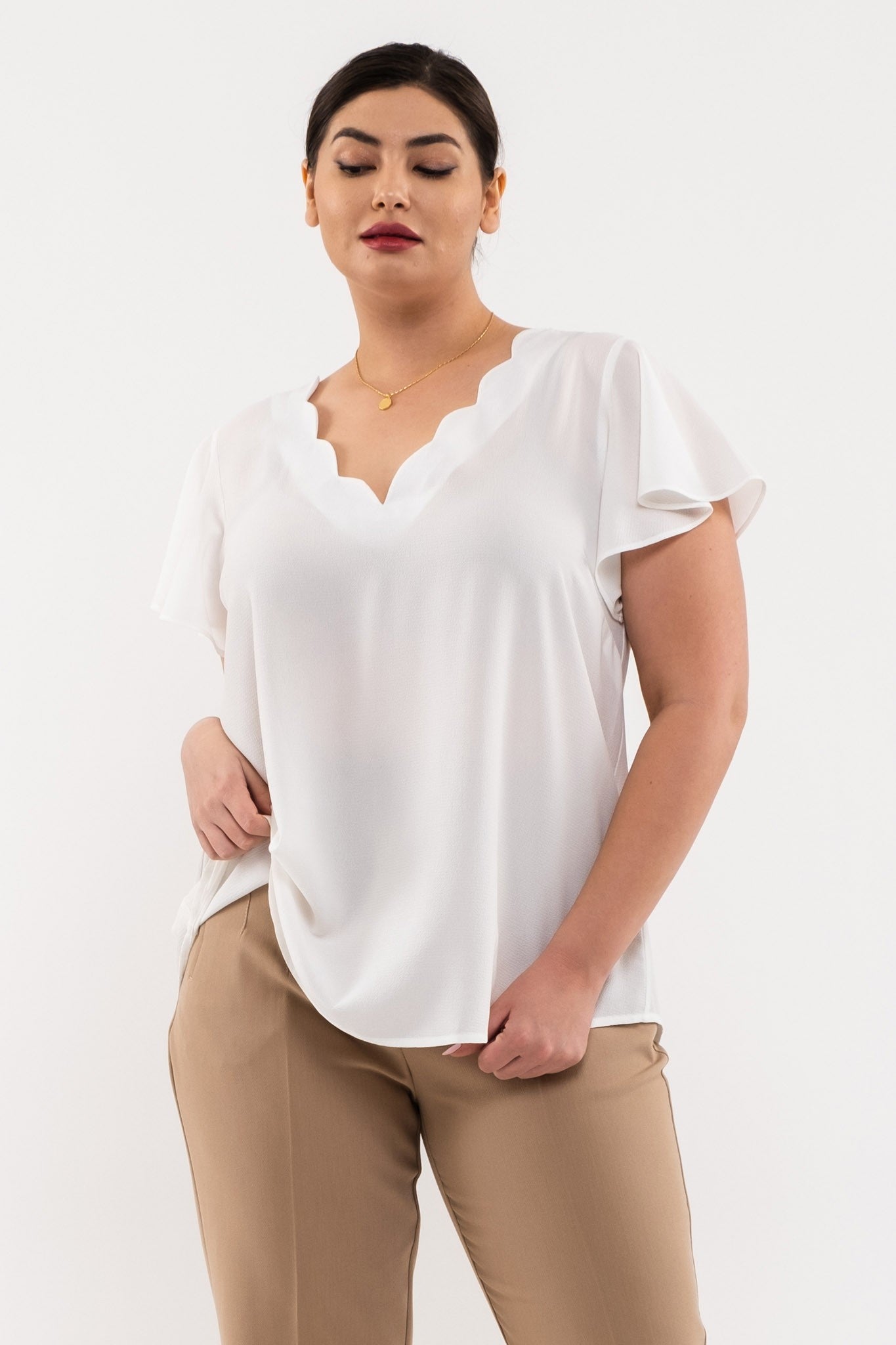 V NECK TOP PLUS SIZE PTB8165 