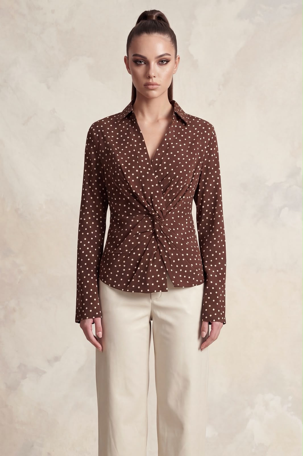 POLKA DOT COLLARED TOP HMT57569D