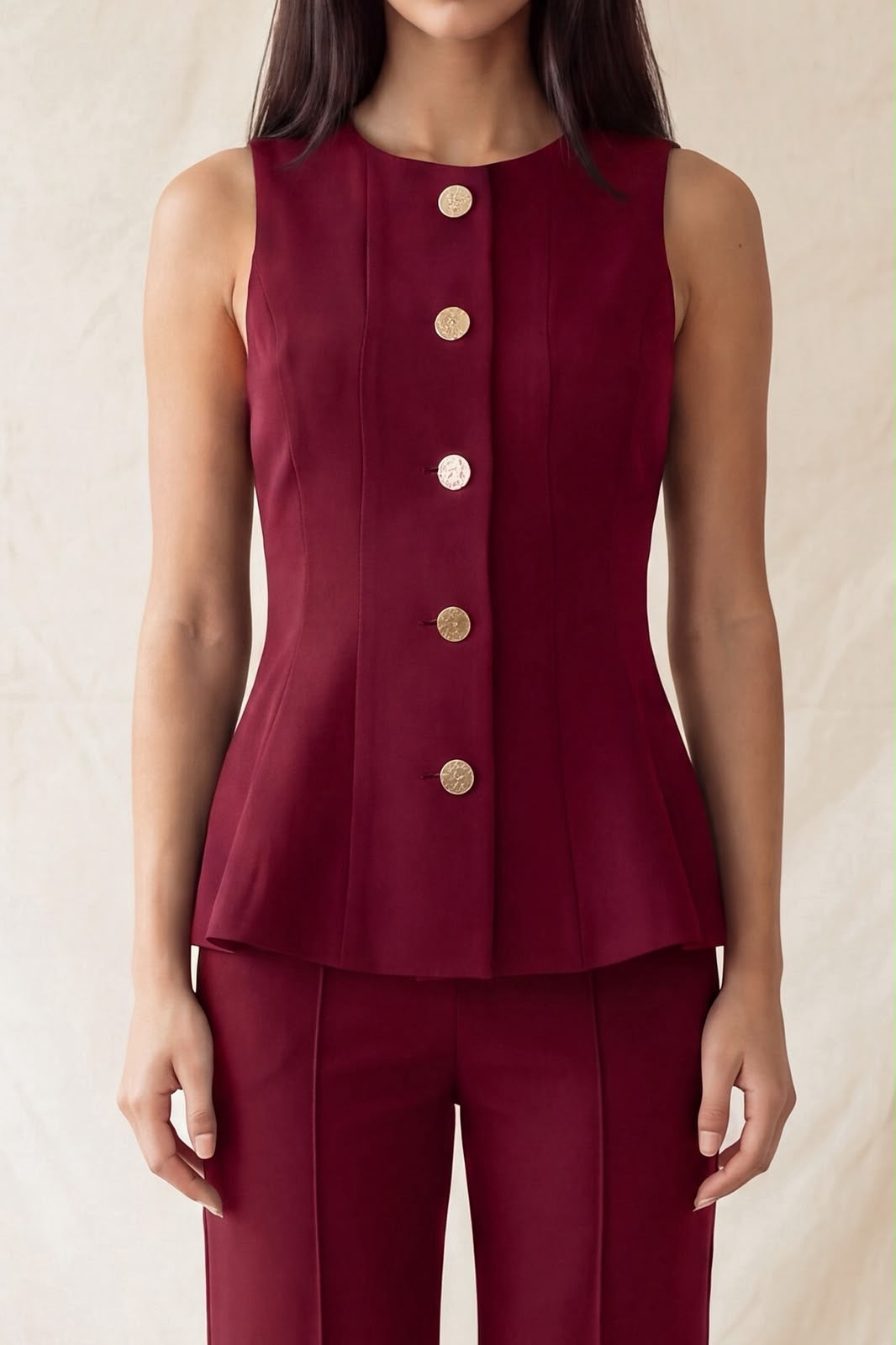 GOLD BUTTON PEPLUM TOP IT93720