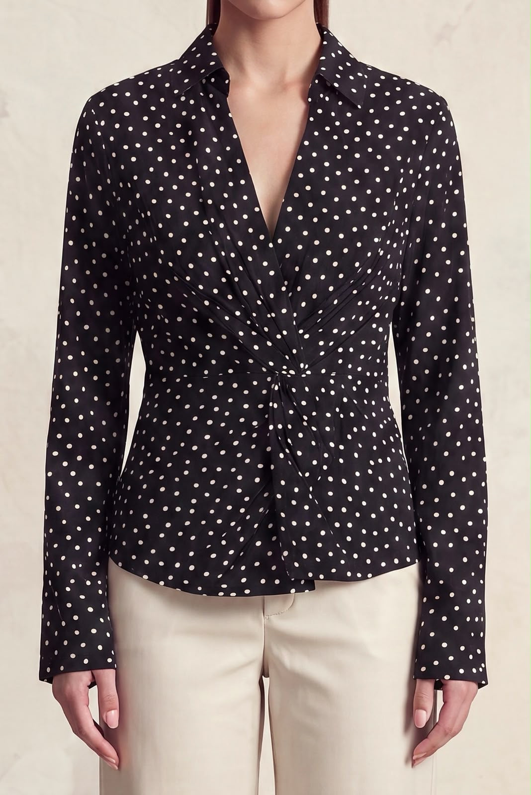 POLKA DOT COLLARED TOP HMT57569D