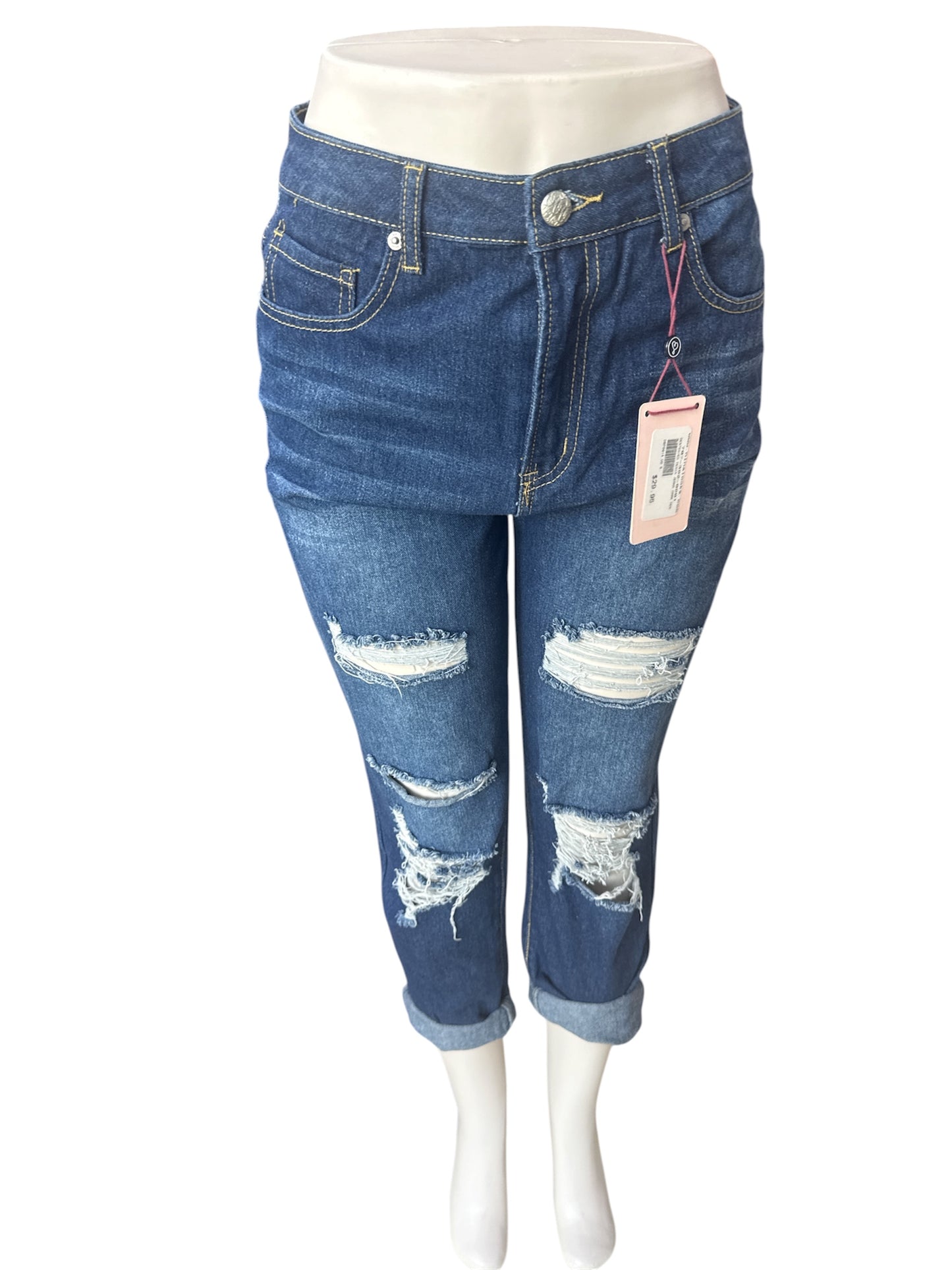 DESTROYED DENIM JEANS DARK DENIM DBP0814