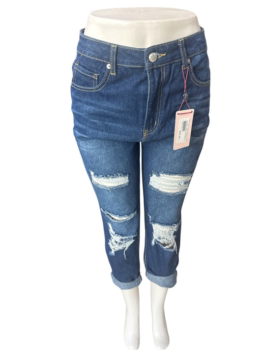 DESTROYED DENIM JEANS DARK DENIM DBP0814