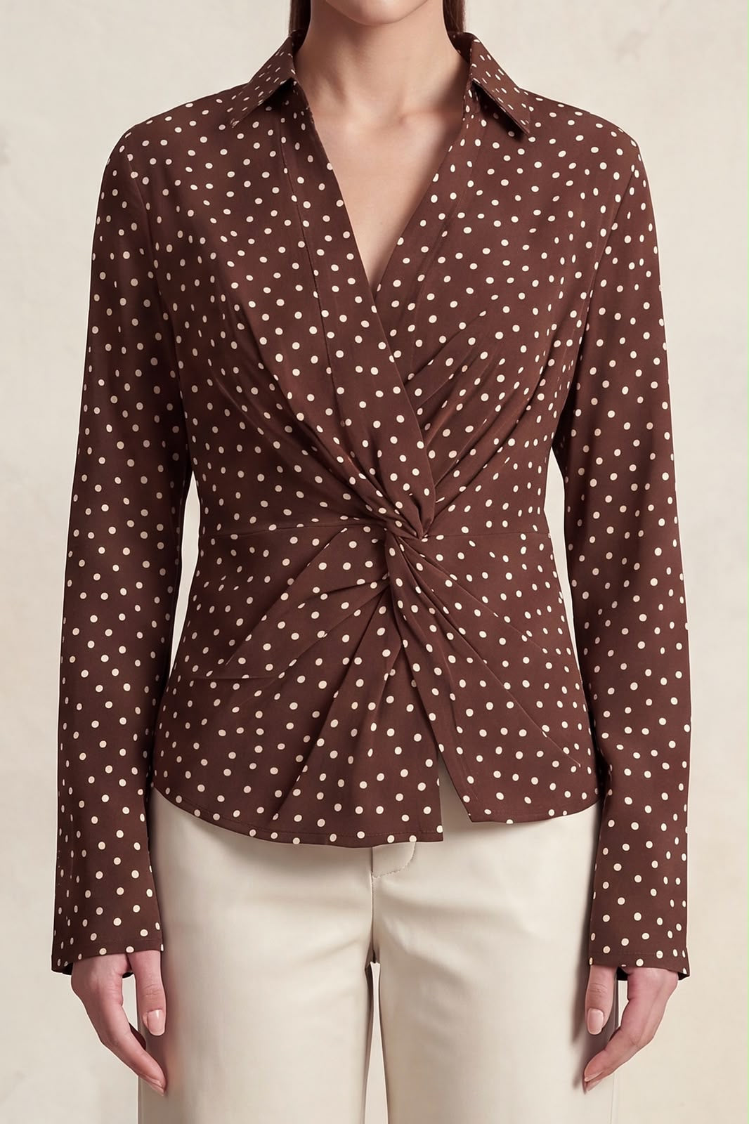 POLKA DOT COLLARED TOP HMT57569D