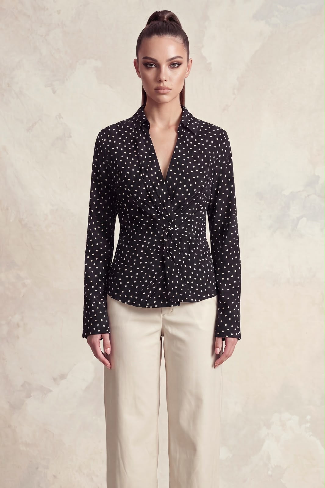 POLKA DOT COLLARED TOP HMT57569D