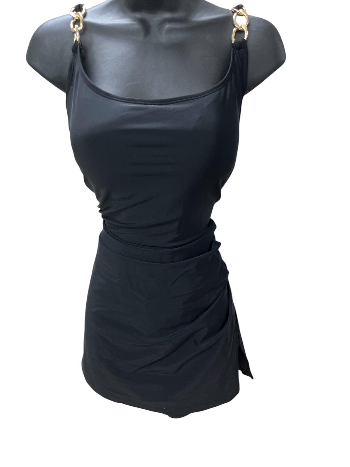 STRAP PLEATED SWIM DRESS LC444022