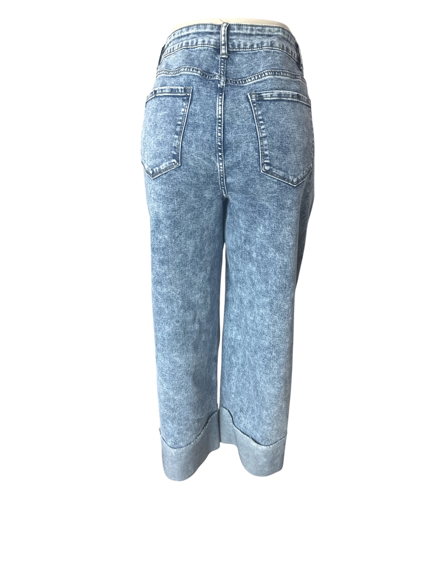 CUFF DISTRESSED WIDE LEG BLUE LC7875395