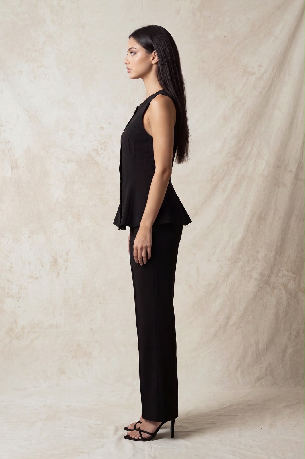 GOLD BUTTON PEPLUM TOP IT93720