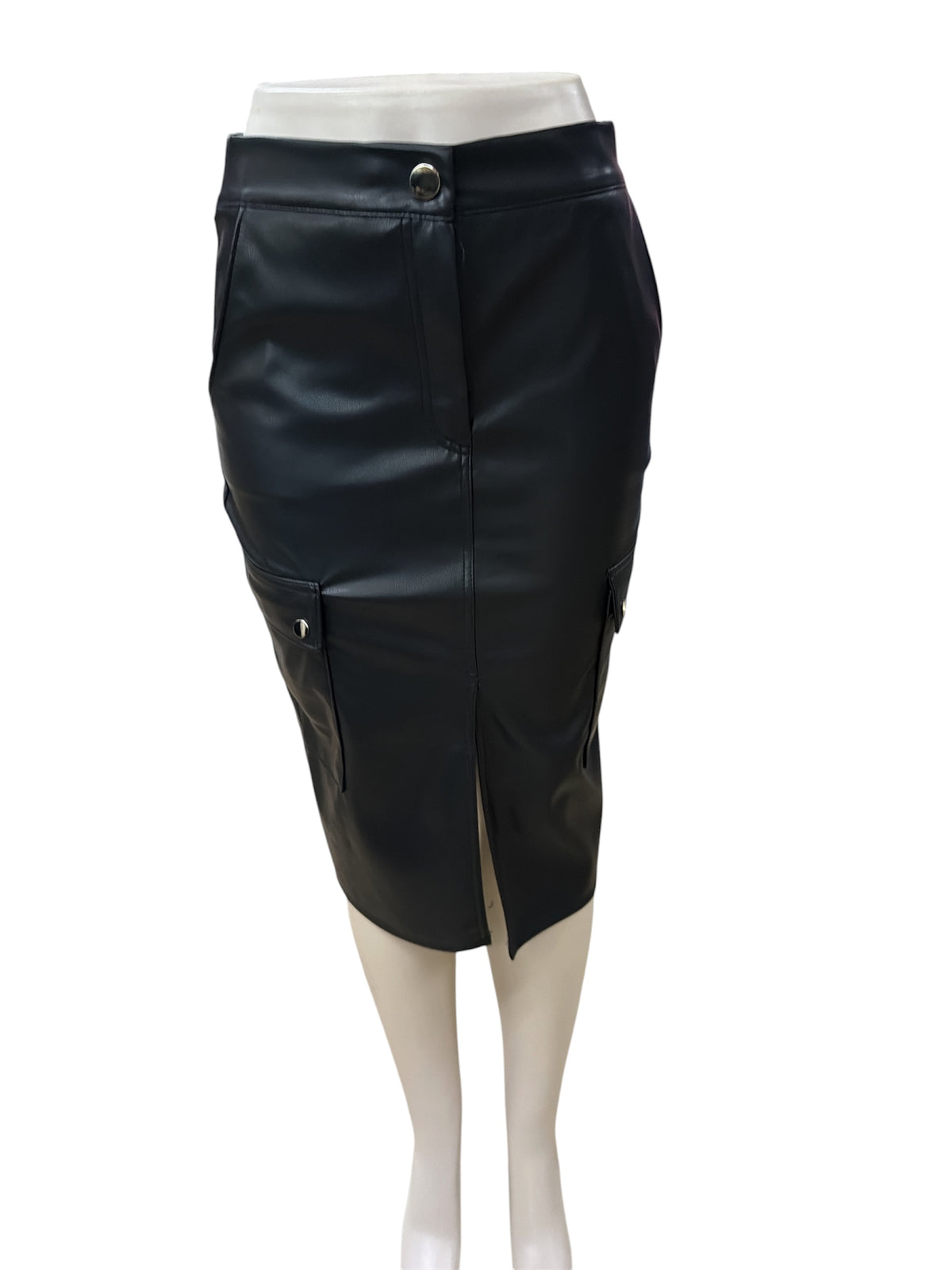 LEATHER CARGO MIDI SKIRT HMS40832A