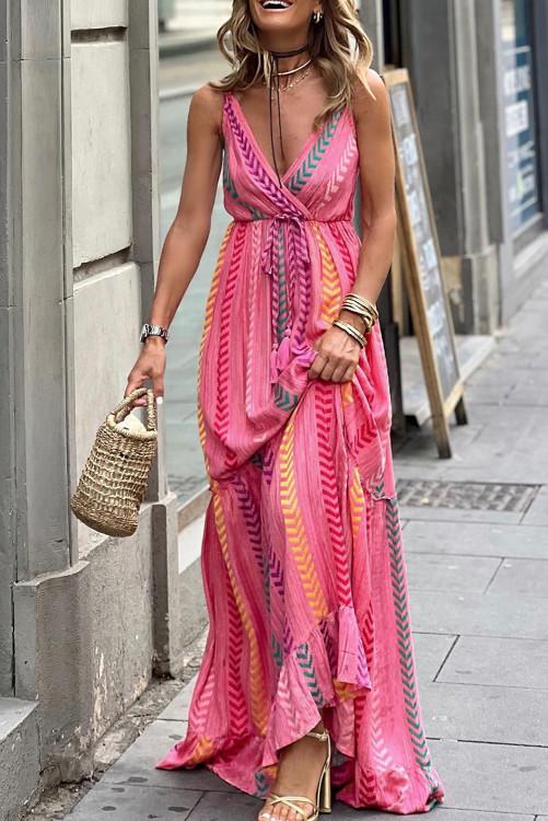 V NECK MAXI DRESS LC6119273