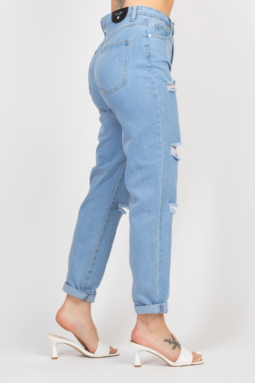 THREE LINE RIPPED STRAIGHT JEANS DBP0872