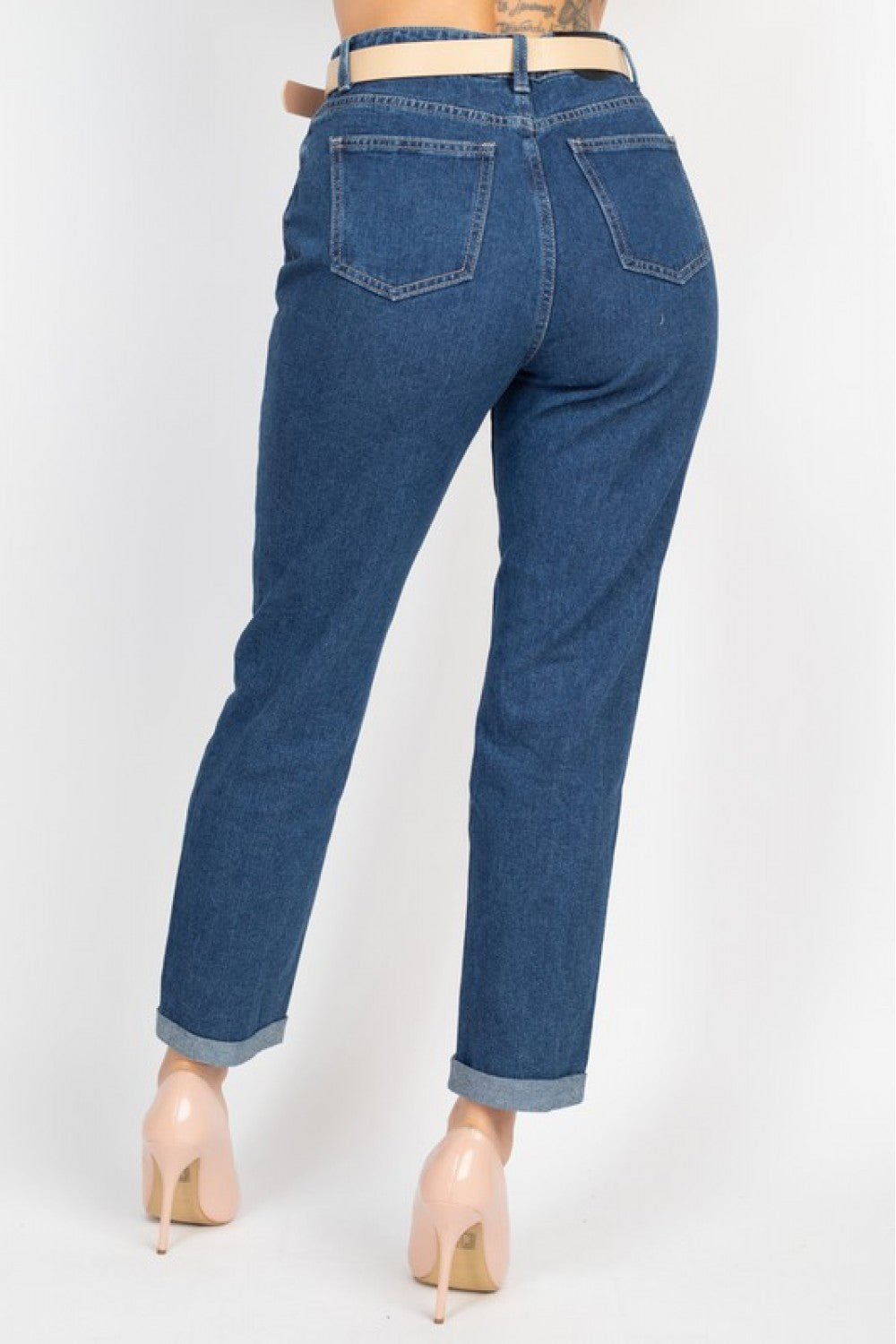 BELT DESTRYED MOM JEANS DBP0809