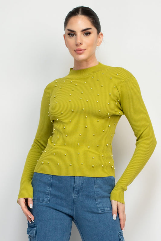 PEARL BEADED SWEATER HMSW50516