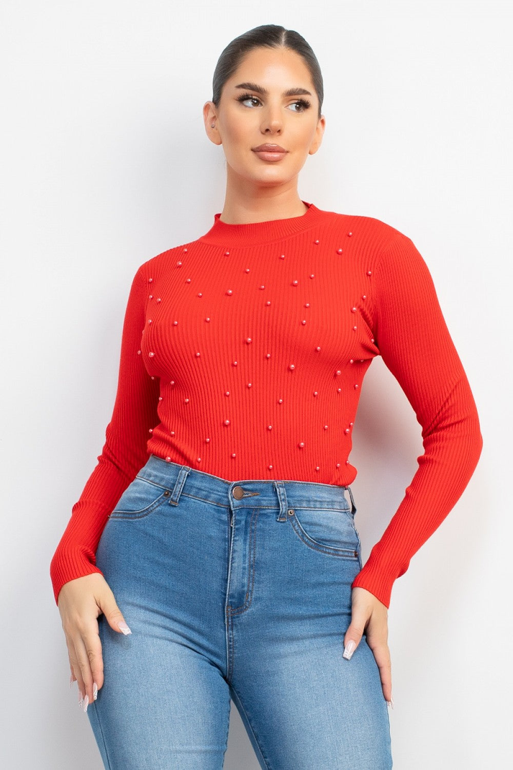 PEARL BEADED SWEATER HMSW50516