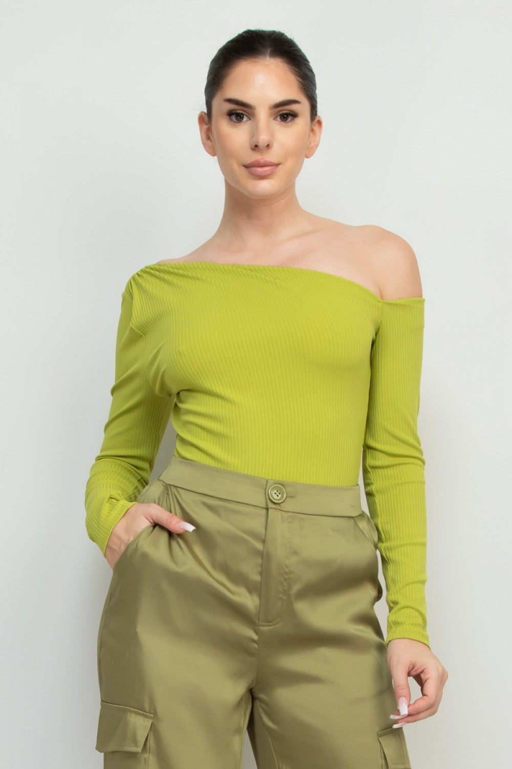 ASYMMETRICAL NECK BODYSUIT HMT56991