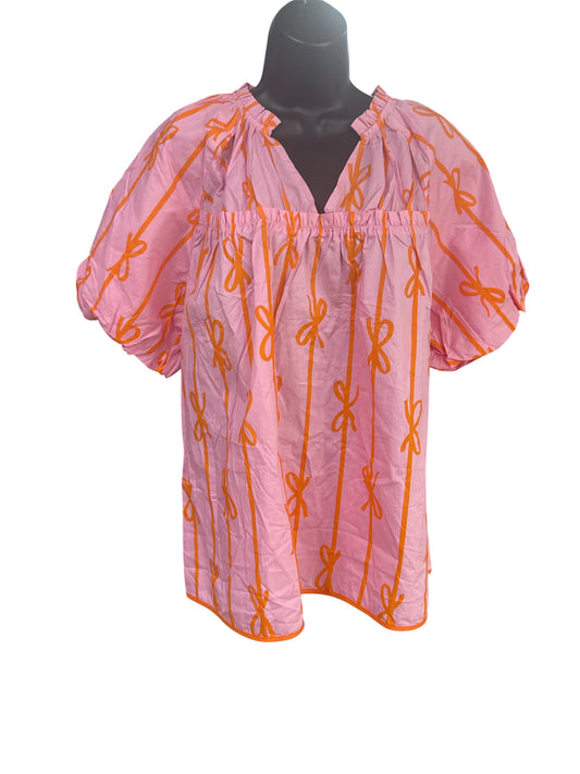 VNECK PUFF SLEEVE TOP PL251646-P620