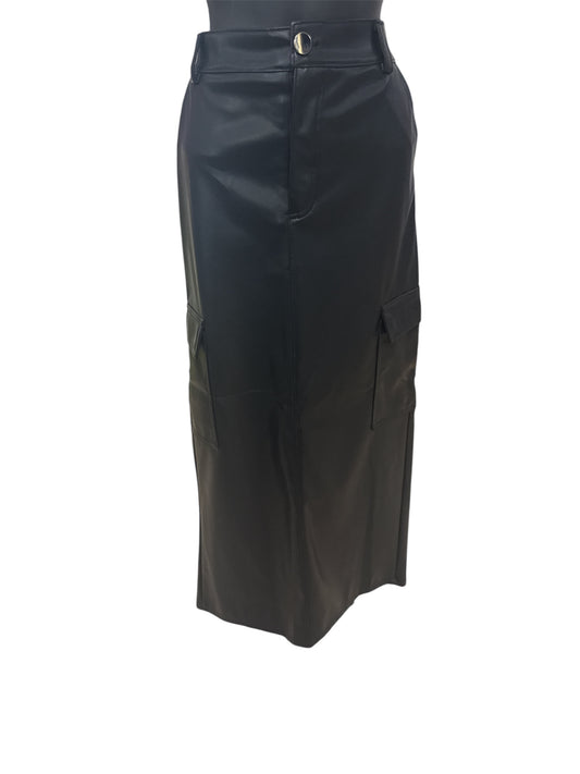 LEATHER CARGO MIDI SKIRT HMS40864H