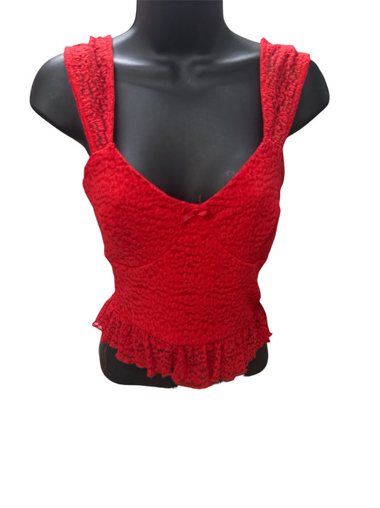 LACE RUFFLED CROP TOP IT93111