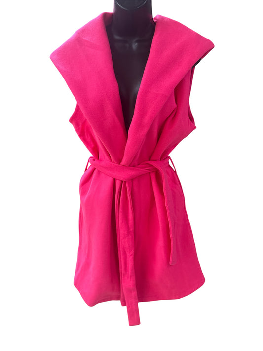 HOODED BELTED LONG VEST HMJ21154